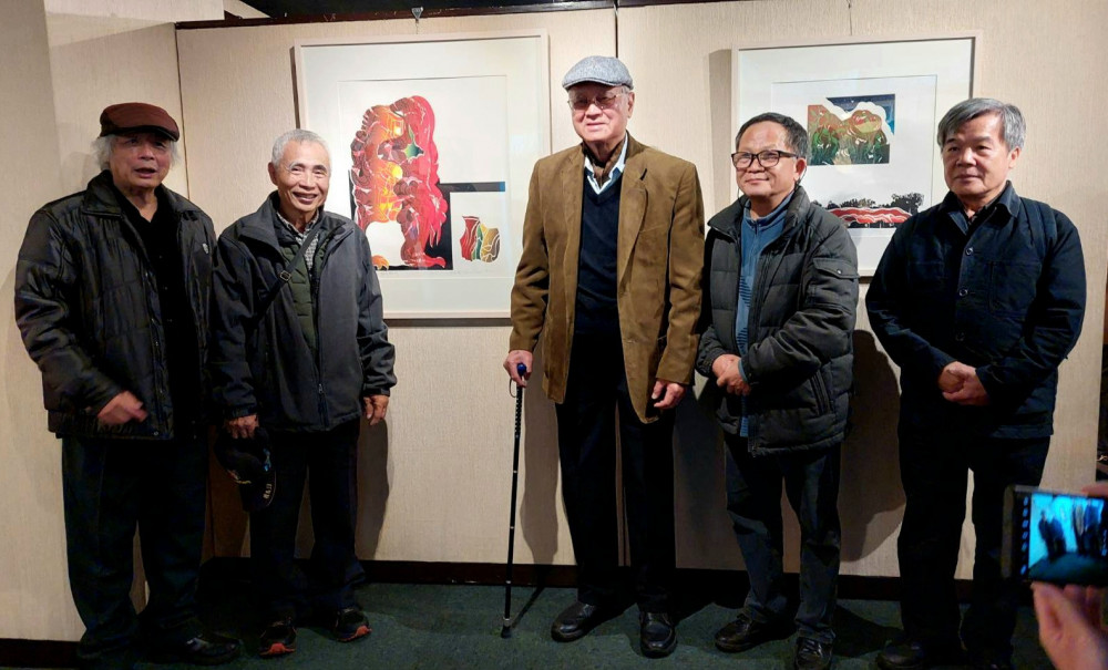 版畫之父廖修平來金 黃世團版畫工作室 「美柔丁版畫」示範教學