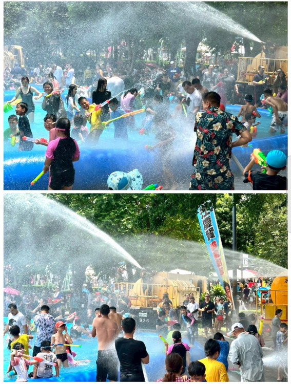  清涼一夏！大里人潑水節嗨翻十九甲健康公園   民政局長吳世瑋：打造親子共遊夏日盛